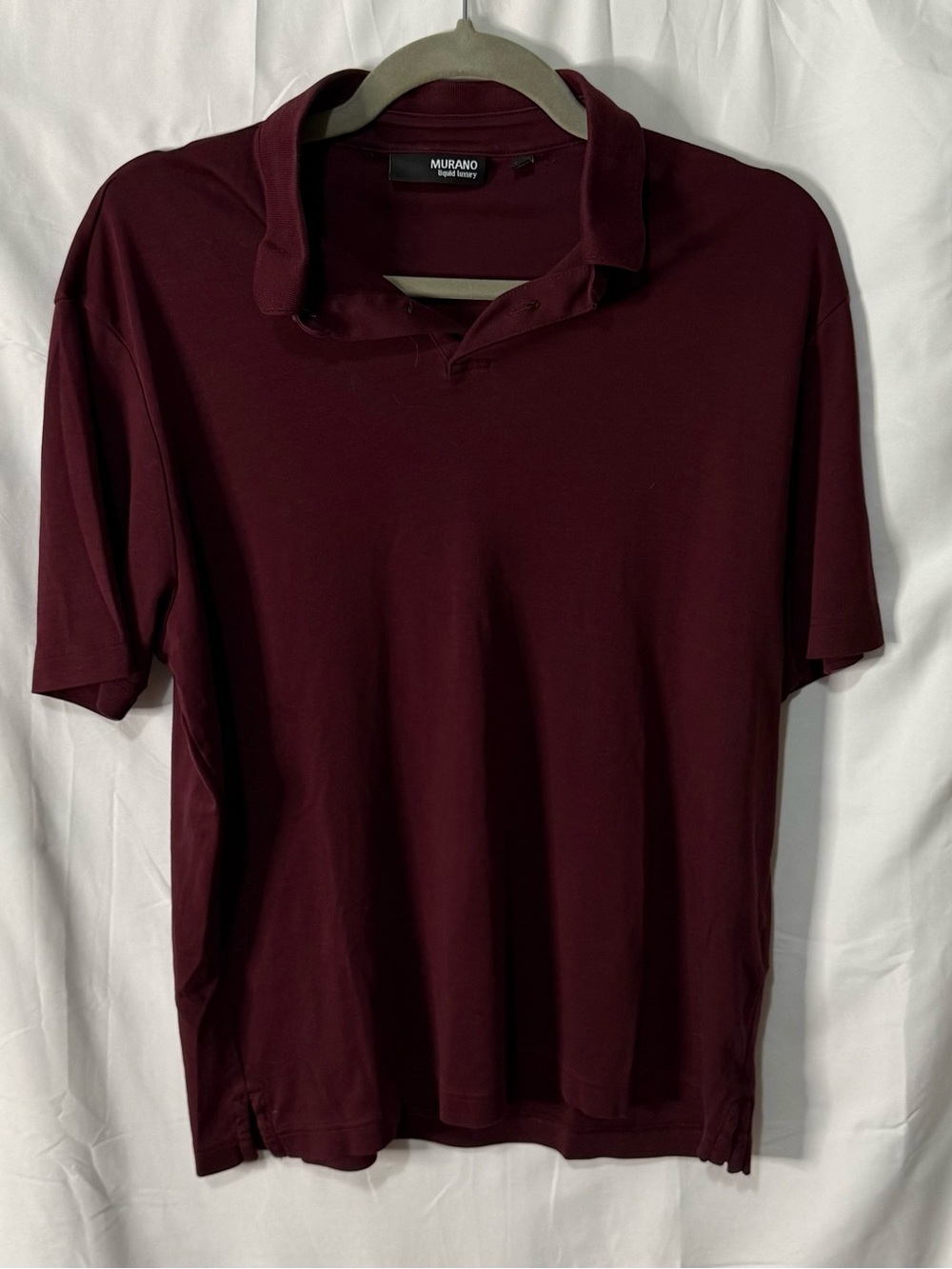 Murano Liquid Luxury Men’s M Burgundy Maroon 100% Cotton Short Sleeve Polo